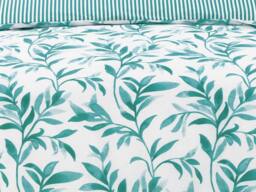 Homes-Linen Luxury Ellie Teal Leaf Reversible Duvet Cover Set Easy Care - Size: King - thumbnail 2