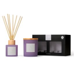 Aroma Naturals Frosted Decadence Candle & Diffuser Gift Set - Lemon & Lavender in Purple - Size: Medium