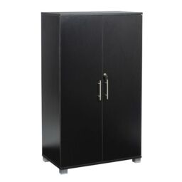 Moderna Black Filing Cabinet, 2 Shelves, Lockable 2 Door, Tall Office Cupboard - thumbnail 1