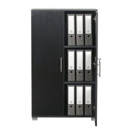 Moderna Black Filing Cabinet, 2 Shelves, Lockable 2 Door, Tall Office Cupboard - thumbnail 2