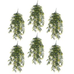 Leaf Pack of 6 x Hanging UV & Fire Resistant Artificial Variegated Plant 76cm in Green - thumbnail 1