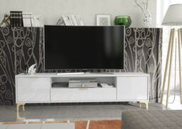 Mex Furniture LTD TV Unit 200cm Lux High Gloss in White - thumbnail 7