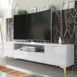 Mex Furniture LTD TV Unit 200cm Lux High Gloss in White