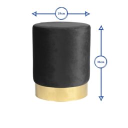 Harbour Housewares Velvet Round Pouffe Footrest Ottoman Stools - 29 x 36cm - Pack of 2 in Cream - Size: 29 x 36 cm - thumbnail 4
