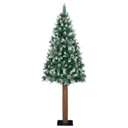 Berkfield Home Slim Christmas Tree with 300 LEDs Green & White 210 cm - thumbnail 3