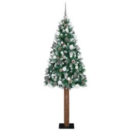 Berkfield Home Slim Christmas Tree with 300 LEDs Green & White 210 cm - thumbnail 2