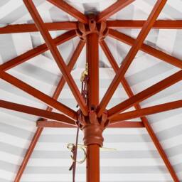 Wyld and Coco Garden Sun Parasol 245 cm - Black and White Striped Canopy Birch Wood - thumbnail 5