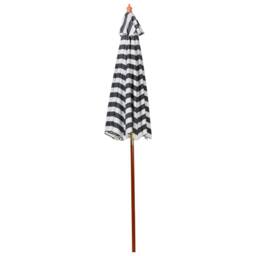 Wyld and Coco Garden Sun Parasol 245 cm - Black and White Striped Canopy Birch Wood - thumbnail 4