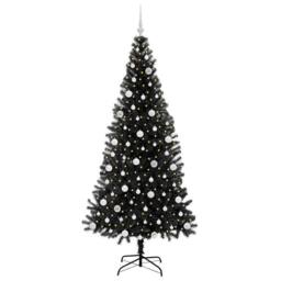 Berkfield Home Lush Christmas Tree with 300 LEDs with Stand Black 210 cm PVC