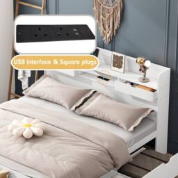 Matteo Children's Multifunctional Single Daybed - USB Port & Storage - White - thumbnail 7