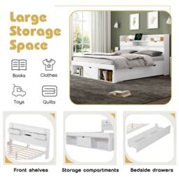 Matteo Children's Multifunctional Single Daybed - USB Port & Storage - White - thumbnail 6