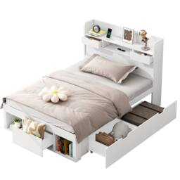 Matteo Children's Multifunctional Single Daybed - USB Port & Storage - White - thumbnail 8