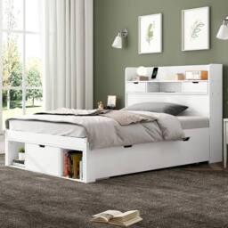 Matteo Children's Multifunctional Single Daybed - USB Port & Storage - White - thumbnail 3