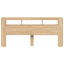 Berkfield Home LED Headboard Sonoma Oak 220x18.5x103.5 cm Engineered Wood in Brown - thumbnail 6