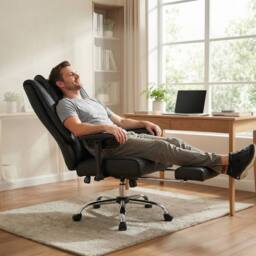 Levede Office Chair Big Tall High Back Heavy Duty PU Recliner Executive Chair in Black - thumbnail 2