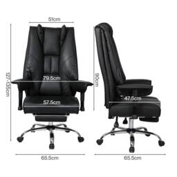 Levede Office Chair Big Tall High Back Heavy Duty PU Recliner Executive Chair in Black - thumbnail 4