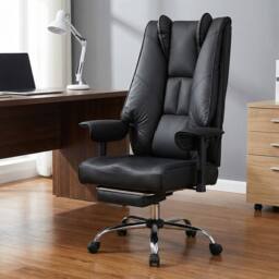 Levede Office Chair Big Tall High Back Heavy Duty PU Recliner Executive Chair in Black - thumbnail 3