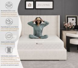 DS Living Serenity Medium Pocket Sprung Aurora Mattress in Grey - Size: Single - thumbnail 7