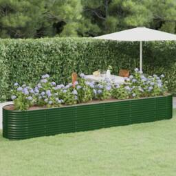 Berkfield Home Garden Raised Bed Powder-coated Steel 440x80x68 cm Green - Size: 440 x 80 x 68 cm - thumbnail 2