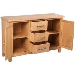 Berkfield Home Sideboard with 3 Drawers 110x33.5x70 cm Solid Oak Wood in Brown - thumbnail 3