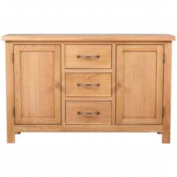 Berkfield Home Sideboard with 3 Drawers 110x33.5x70 cm Solid Oak Wood in Brown - thumbnail 2