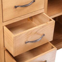 Berkfield Home Sideboard with 3 Drawers 110x33.5x70 cm Solid Oak Wood in Brown - thumbnail 4