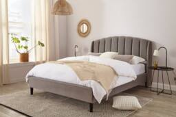DS Living Siena Winged Grey Upholstered Bed Frame - Size: King - thumbnail 1