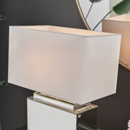 FurnitureboxUK Saanvi Energy Efficient Mirrored Glass & Metal Table Lamp Light With Fabric Shade (Including Bulb) in White - thumbnail 4