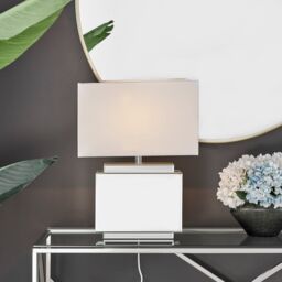FurnitureboxUK Saanvi Energy Efficient Mirrored Glass & Metal Table Lamp Light With Fabric Shade (Including Bulb) in White - thumbnail 2