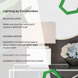 FurnitureboxUK Saanvi Energy Efficient Mirrored Glass & Metal Table Lamp Light With Fabric Shade (Including Bulb) in White - thumbnail 5