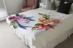 Benjamin Tate Design Rainbow Flowers Blanket in Natural - Size: 120 cm x 150 cm - thumbnail 3