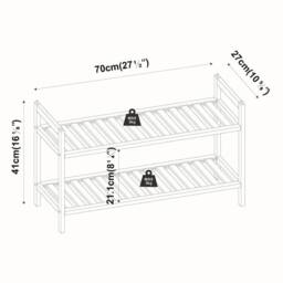 EONLION Set of 1 Wooden Bamboo Shoe Rack Stackable Storage Hallway Organiser in White - thumbnail 2