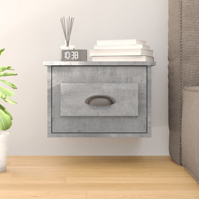 Berkfield Home Wall-mounted Bedside Cabinet Concrete Grey 41.5x36x28cm - Size: 41.5x36x28 cm - image 1