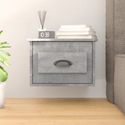 Berkfield Home Wall-mounted Bedside Cabinet Concrete Grey 41.5x36x28cm - Size: 41.5x36x28 cm - thumbnail 1