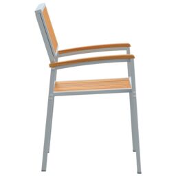 Berkfield Home Stacking Garden Chairs 8 pcs Grey Steel & Solid Wood Acacia - thumbnail 6