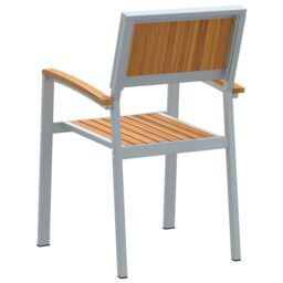 Berkfield Home Stacking Garden Chairs 8 pcs Grey Steel & Solid Wood Acacia - thumbnail 7