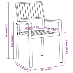 Berkfield Home Stacking Garden Chairs 8 pcs Grey Steel & Solid Wood Acacia - thumbnail 9