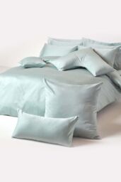 Homescapes Sateen Cotton Housewife Pillowcase 400 TC in Duck Egg Blue - thumbnail 5