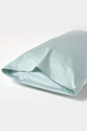 Homescapes Sateen Cotton Housewife Pillowcase 400 TC in Duck Egg Blue - thumbnail 3