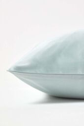 Homescapes Sateen Cotton Housewife Pillowcase 400 TC in Duck Egg Blue - thumbnail 2