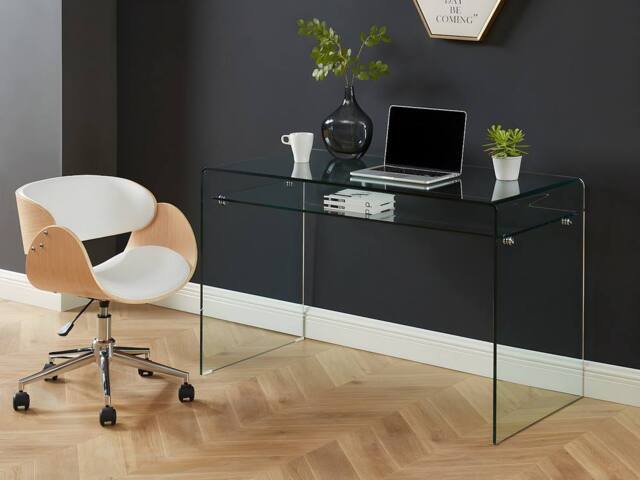 Vente-unique Desk - 1 Open Compartment - Toughened Glass - STILEOS in Clear - image 1