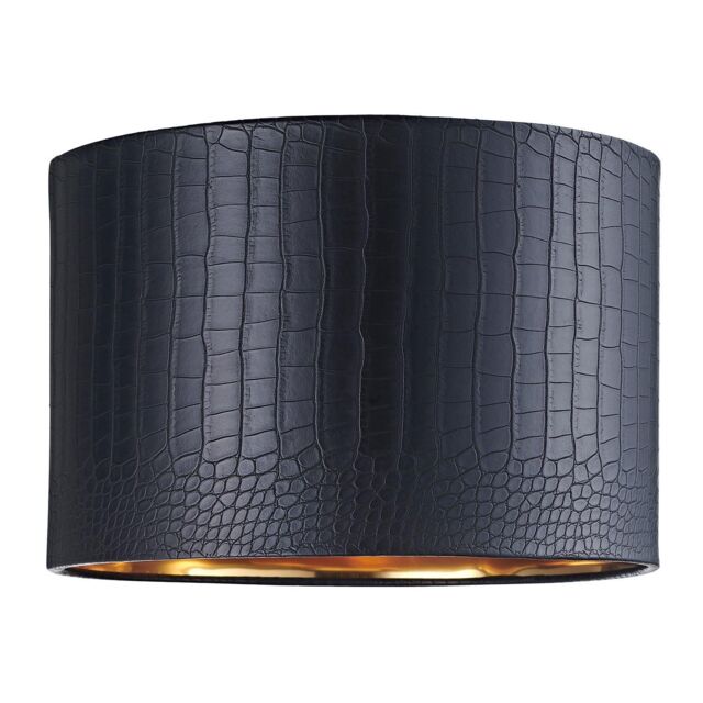 Happy Homewares Modern Croc Design Faux Leather Lamp Shade with Shiny Inner in Black - Size: 12 inches - image 1