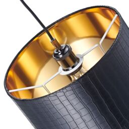 Happy Homewares Modern Croc Design Faux Leather Lamp Shade with Shiny Inner in Black - Size: 12 inches - thumbnail 4