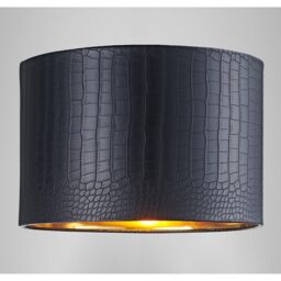 Happy Homewares Modern Croc Design Faux Leather Lamp Shade with Shiny Inner in Black - Size: 12 inches - thumbnail 5