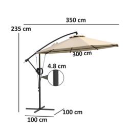 OUTSUNNY 3(m) Cantilever Banana Parasol with Cover Wind Strap UPF50+Khaki in Khaki - thumbnail 3