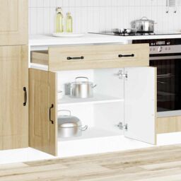 Berkfield Home Kitchen Base Cabinet Kalmar Sonoma Oak Engineered Wood in Brown - thumbnail 3