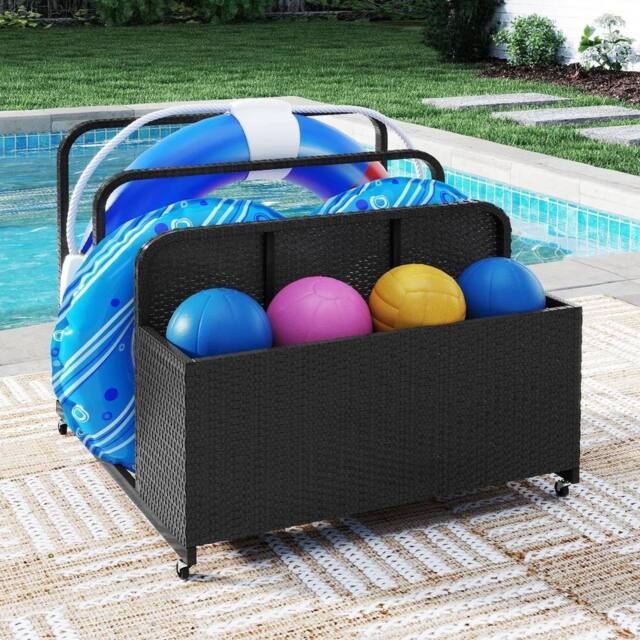 Kelvenix Rolling Wicker Float Storage Organizer in Black - image 1