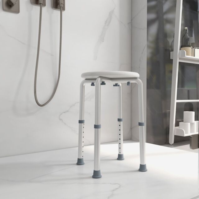 HOMCOM Bath Chair Shower Seat Safety Bathroom Elderly Aids Adjustable in White - image 1