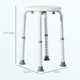 HOMCOM Bath Chair Shower Seat Safety Bathroom Elderly Aids Adjustable in White - thumbnail 3