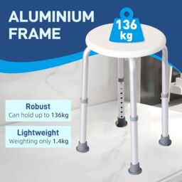 HOMCOM Bath Chair Shower Seat Safety Bathroom Elderly Aids Adjustable in White - thumbnail 4